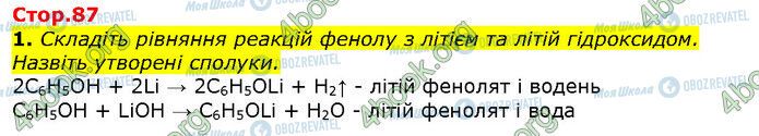 ГДЗ Хімія 10 клас сторінка Стр.87 (1)